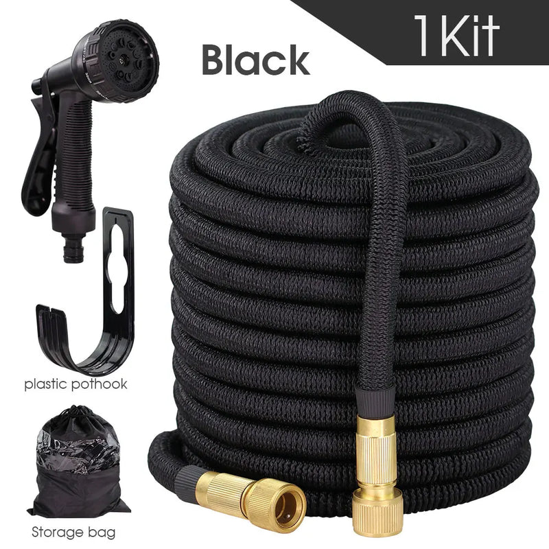 25-150FT Black Expandable Garden Water Hose Flexible Hose Kit with Sprayer for Car Wash & Irrigation