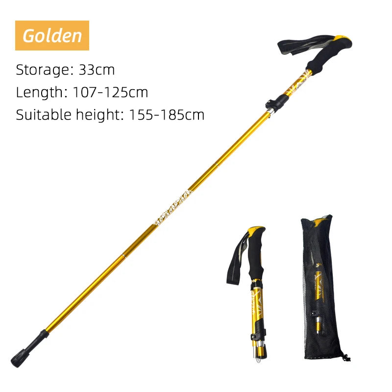 5-Section Foldable Trekking Pole: Lightweight Hiking Stick for Camping, Nordic Walking and Elderly