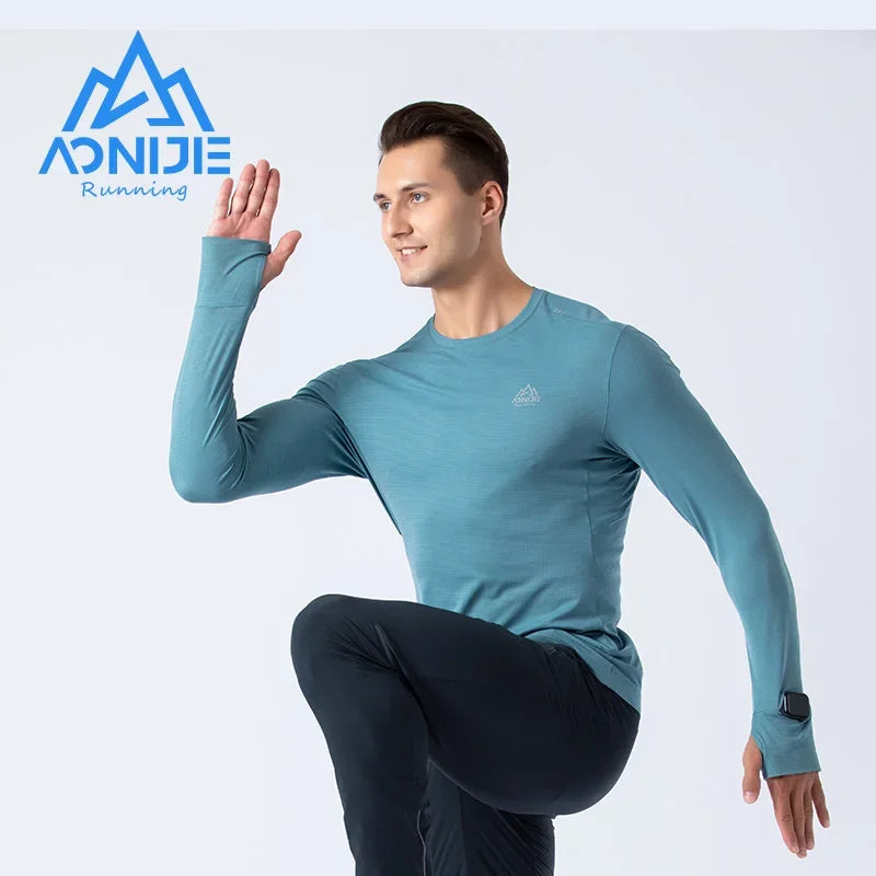 AONIJIE FM5127 Men’s Quick-Dry Running T-Shirt | Long Sleeves with Finger Holes for Training