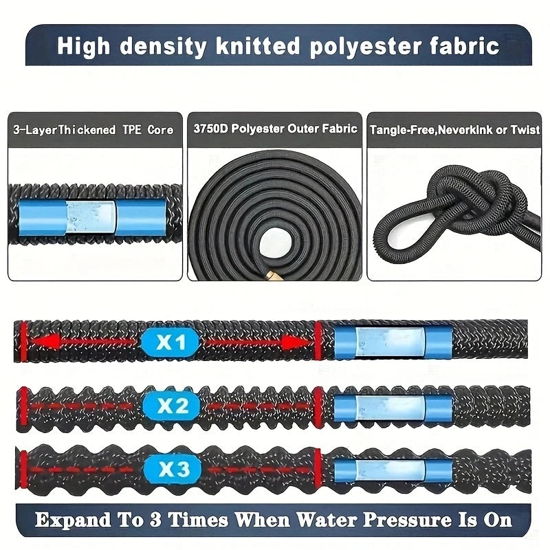 Expandable Garden Water Hose | 25-100FT Flexible High-Pressure Hose for Lawn & Car Washing