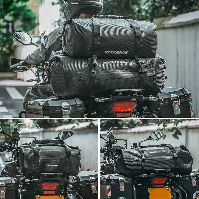 ROCKBROS Waterproof Motorcycle Pannier 20L-60L Tail Bag | Travel Rear Seat Luggage Bag