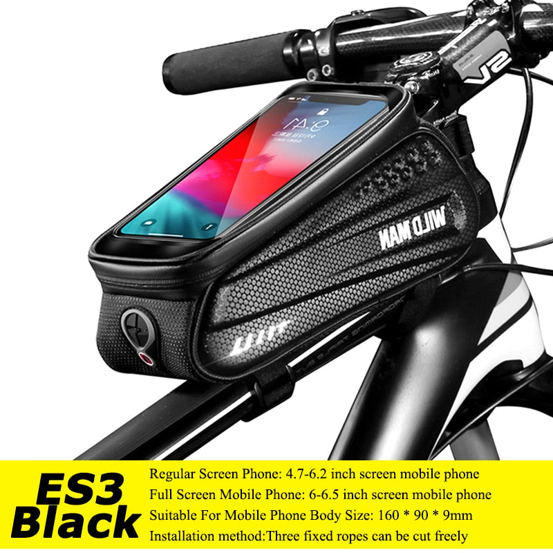 WILD MAN Waterproo Bicycle Phone Bag Top Tube Frame Bag Cycling Front Beam Bag Phone Holder