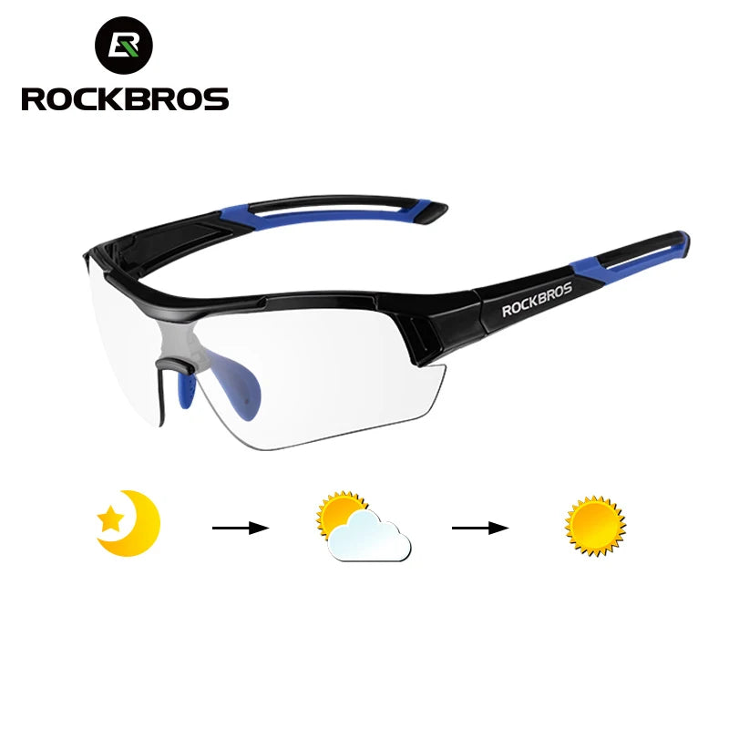 ROCKBROS Photochromic Cycling Sunglasses, UV400 Protection MTB Road Bicycle Goggles for Men & Women