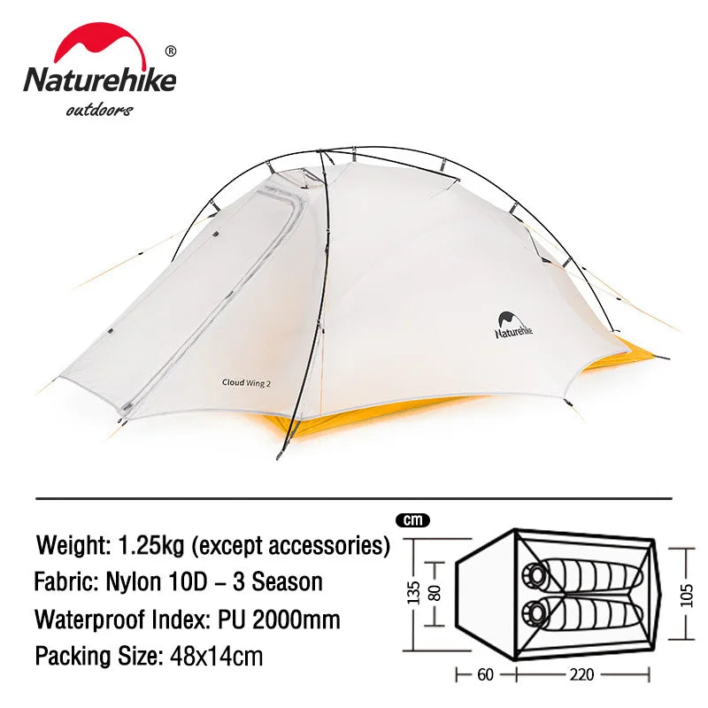 Naturehike Cloud Up Series - Lightweight, All-Season Camping Tents for 1-3 People