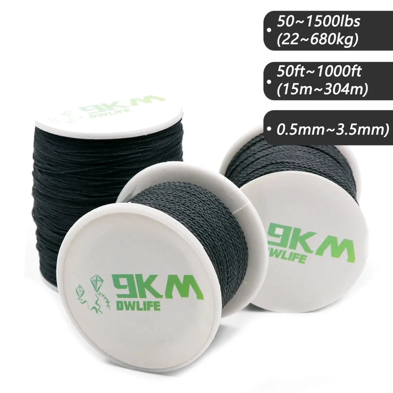 50Lbs-2000Lbs Black Kevlar Line Braided Fishing Assist Line High Tensile Strength Tactical Rope