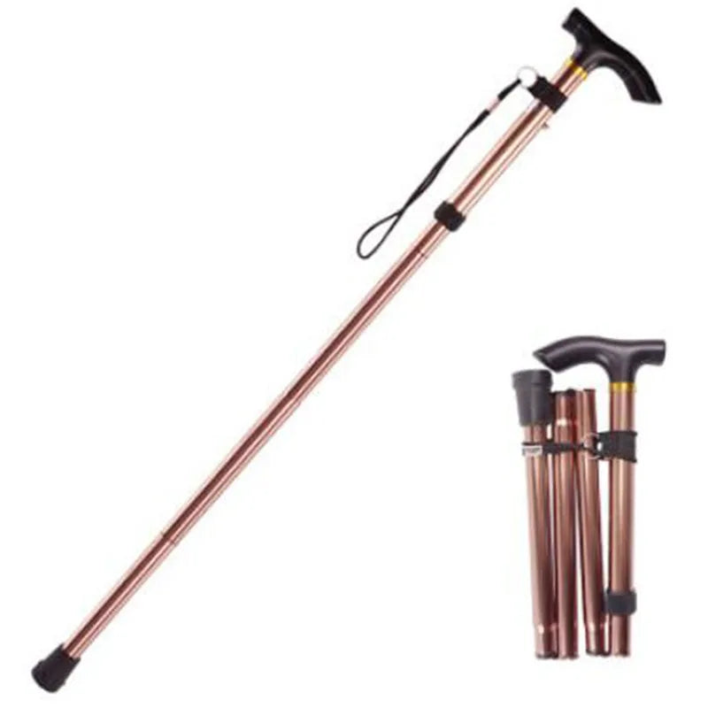 Adjustable 4-Section Ultralight Aluminum Folding Walking Stick for Hiking and Trekking