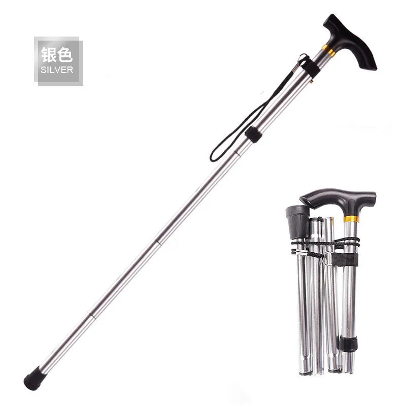 Desert Fox 4-Section Folding Walking Stick: Aluminum Alloy Telescopic Trekking Pole