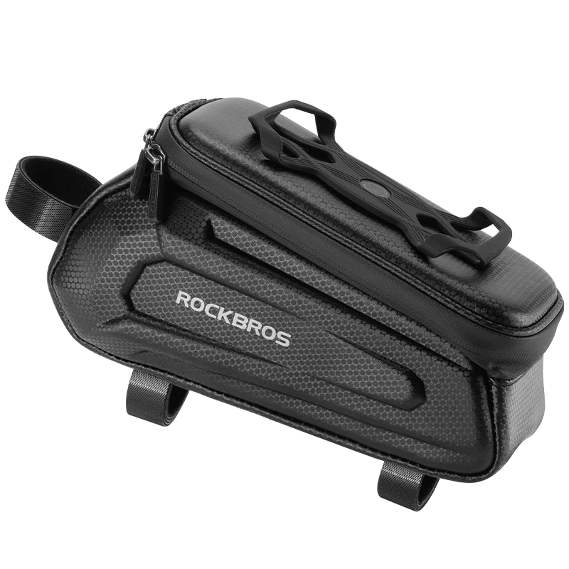 ROCKBROS Waterproof Bike Handlebar Bag: Hard Shell 360° Rotating Cell Phone Holder with Touch Screen