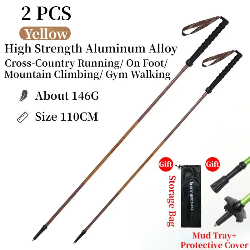 MAP BROTHER M3031 N-Pole Folding Quick Lock Trekking Poles – 7075 Aluminum Alloy Hiking Pole