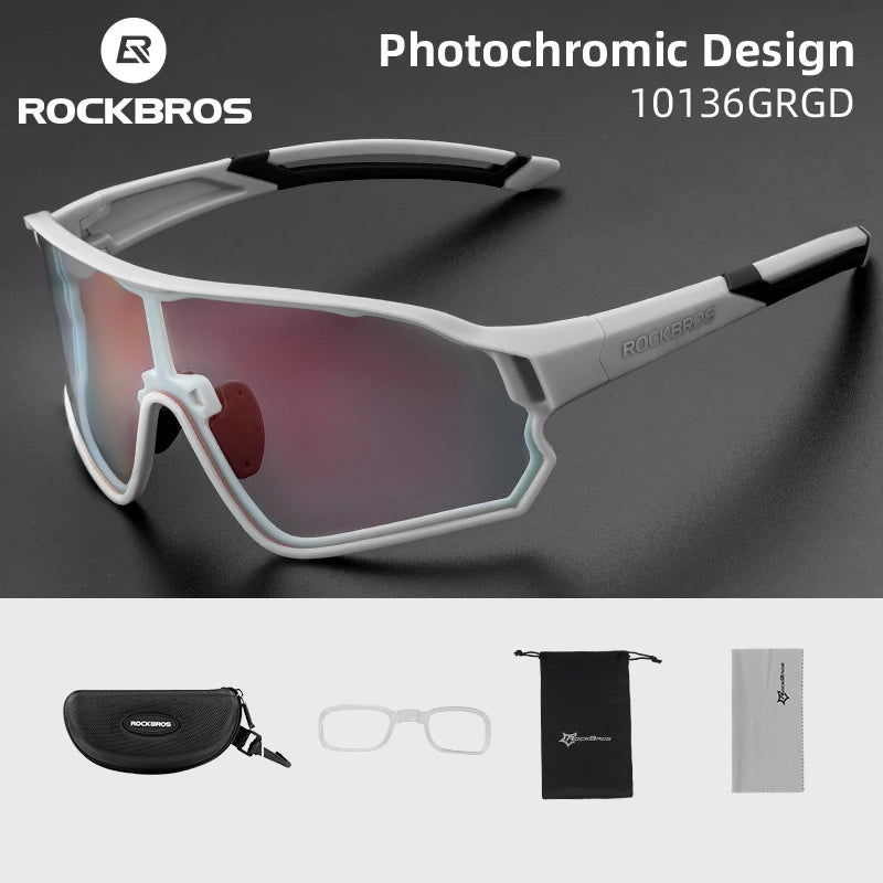 ROCKBROS Photochromic Cycling Glasses UV400 Protection Lightweight Bike Eyewear for Outdoor Sports