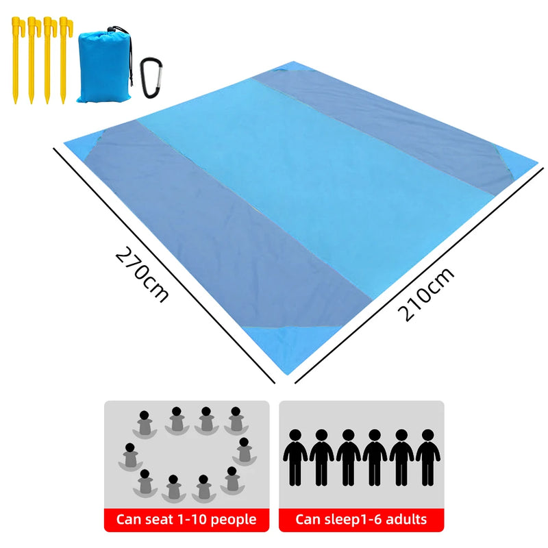 Waterproof Beach Mat Extra Large Outdoor Camping Mat: Lightweight, Sand-Free, and Portable