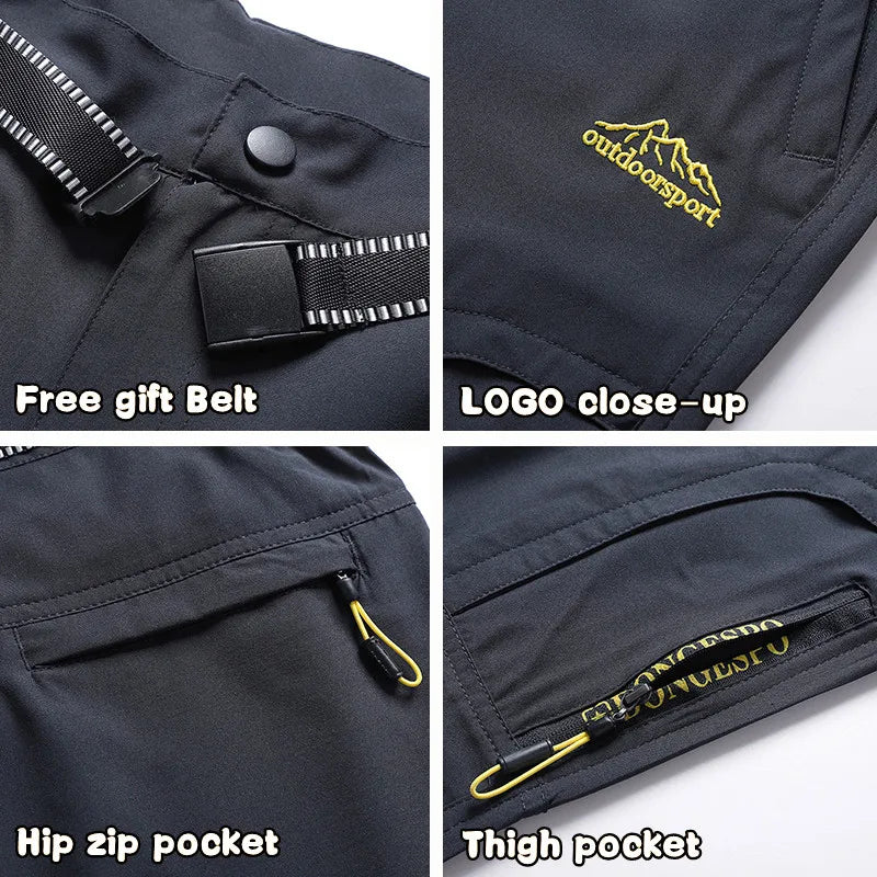 Outdoor Hiking Pants with Belt Quick-drying Waterproof Multi-pocket Light Tactical Cargo Pants