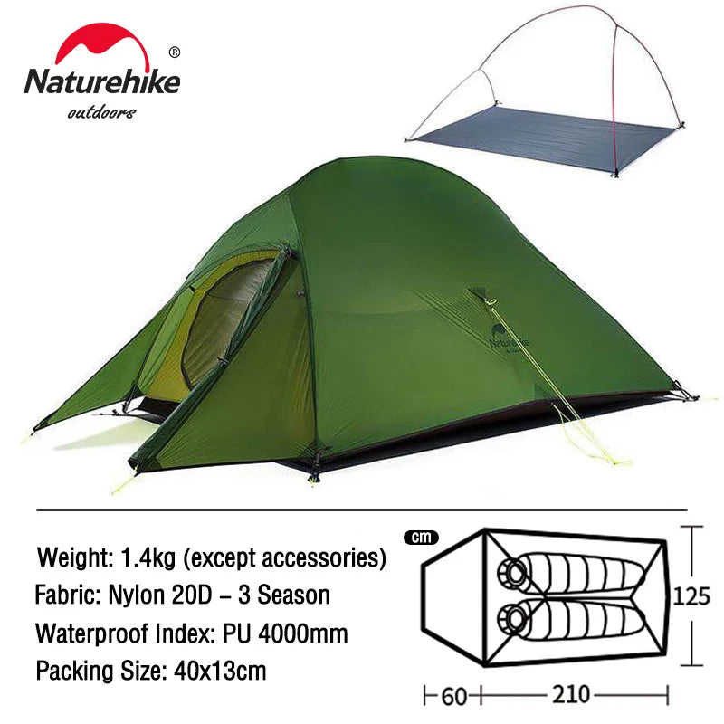 Naturehike Cloud Up Series - Lightweight, All-Season Camping Tents for 1-3 People