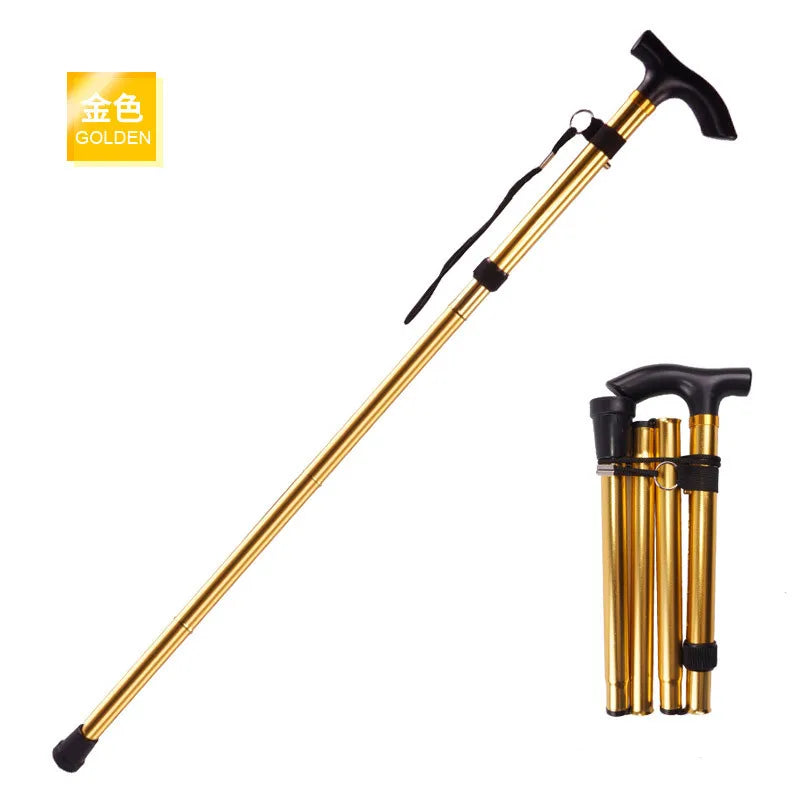 Desert Fox 4-Section Folding Walking Stick: Aluminum Alloy Telescopic Trekking Pole