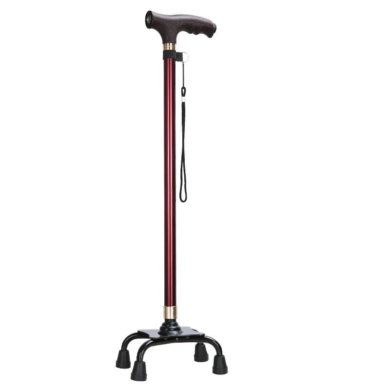 Retractable Aluminum Walking Cane with LED Light: Non-Slip Support for Elderly Mobility