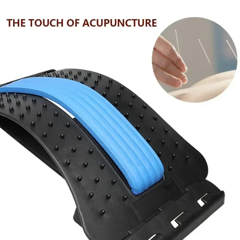 Multi-Level Adjustable Back Stretcher Massager for Lumbar & Cervical Spine Support and Pain Relief