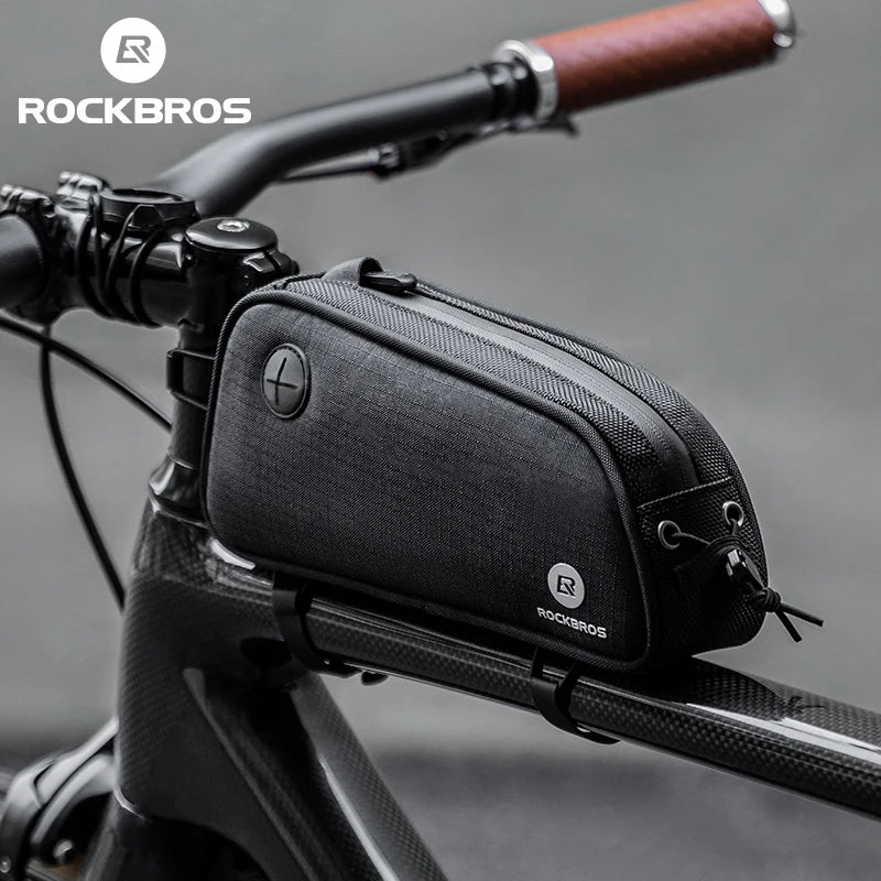 ROCKBROS 1.3L Waterproof Bicycle Top Tube Bag with Earphone Port & Reflective Logo