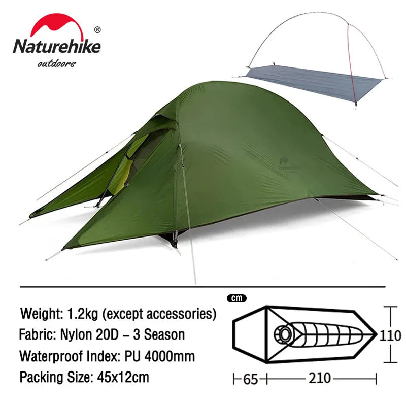 Naturehike Cloud Up Series - Lightweight, All-Season Camping Tents for 1-3 People