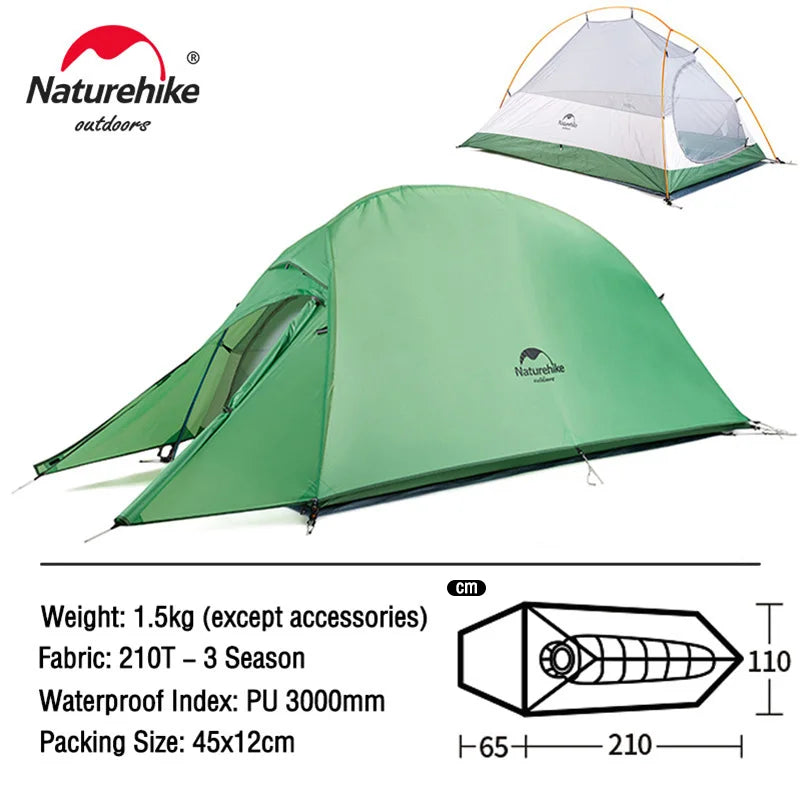 Naturehike Cloud Up Series - Lightweight, All-Season Camping Tents for 1-3 People