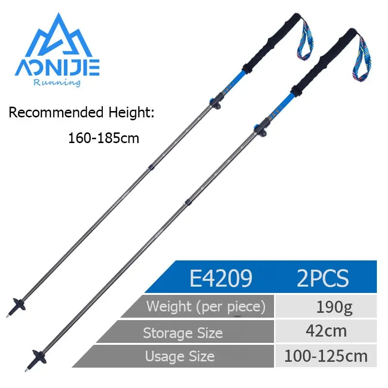 AONIJIE E4201 Lightweight Folding Trekking Poles – Carbon Fiber Quick Lock Hiking Sticks