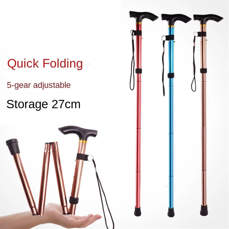 Desert Fox 4-Section Folding Walking Stick: Aluminum Alloy Telescopic Trekking Pole