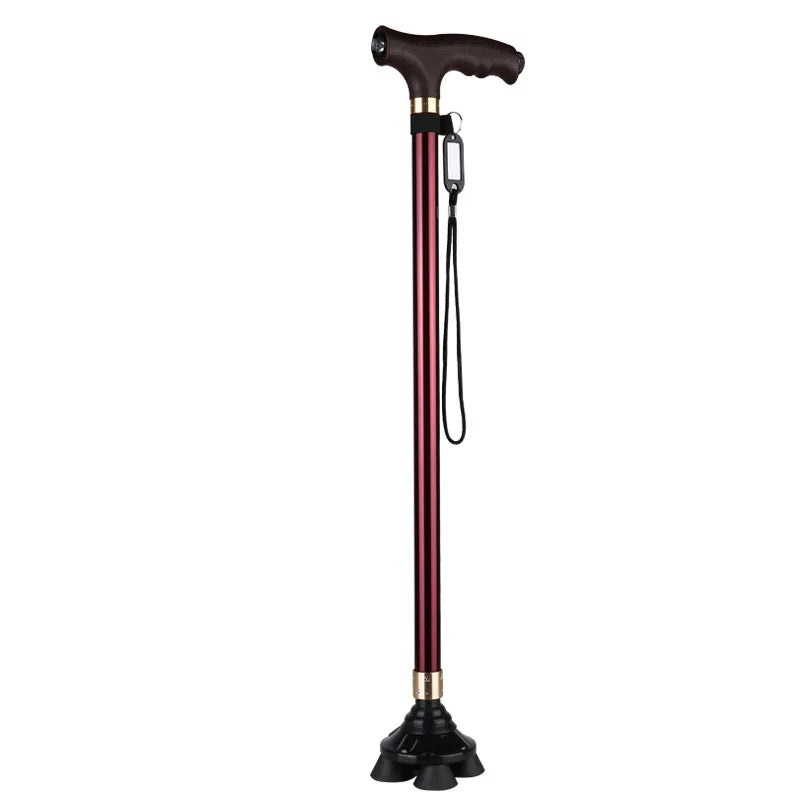 Retractable Aluminum Walking Cane with LED Light: Non-Slip Support for Elderly Mobility