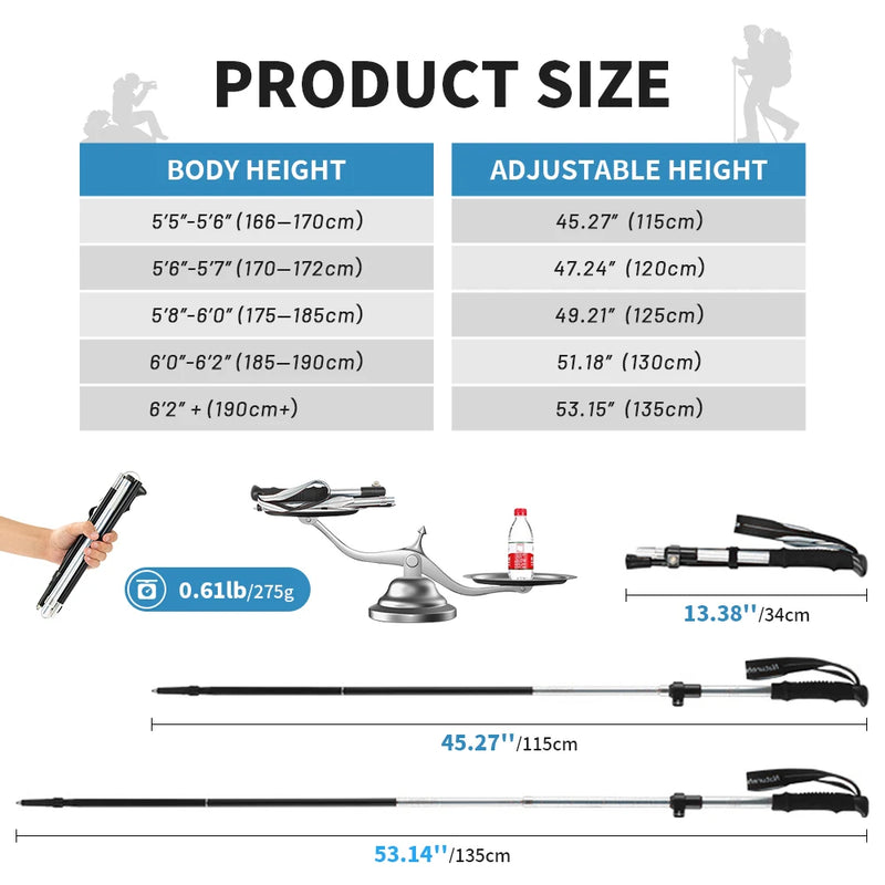 Naturehike Ultralight Folding Trekking Pole – Portable Aluminum Telescopic Walking Stick