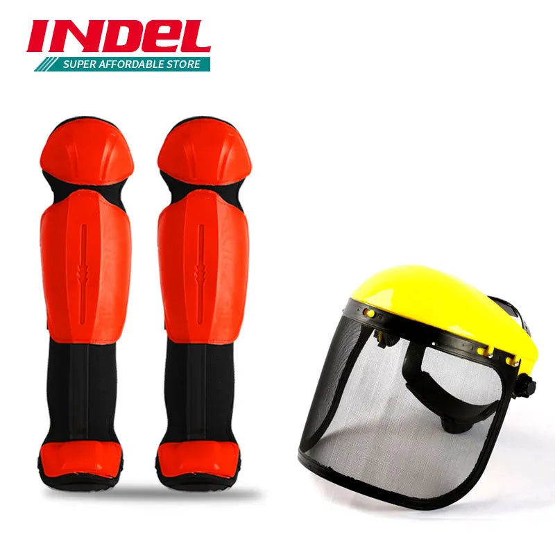 INDEL Garden Knee Pads & Brush Cutting Mask | Protective Gear for Lawn Mower & Brush Cutter