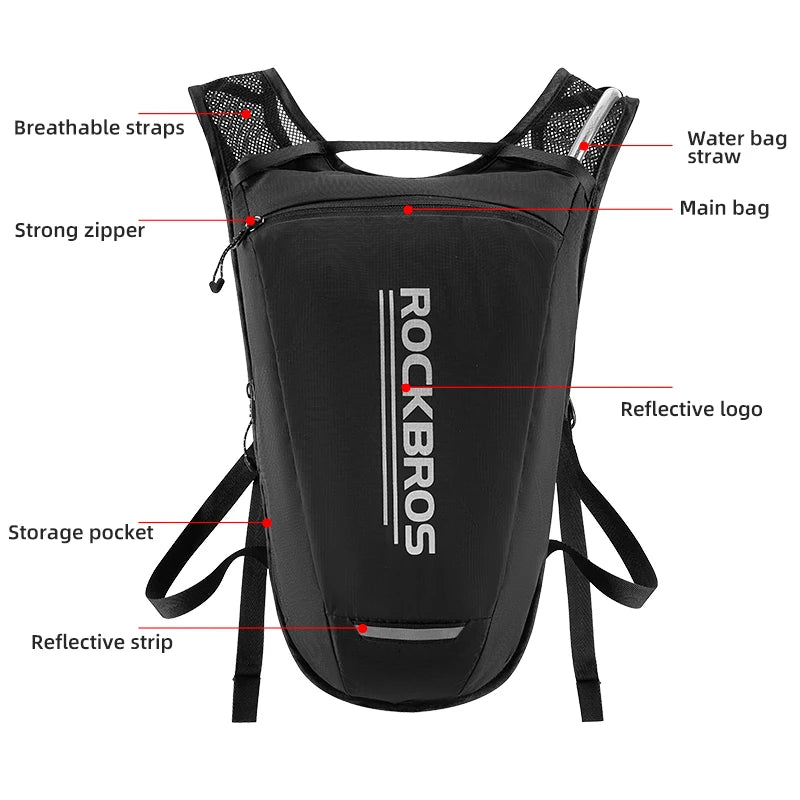 ROCKBROS 2L Hydration Backpack with Water Bladder for Cycling, Running, and Outdoor Adventures