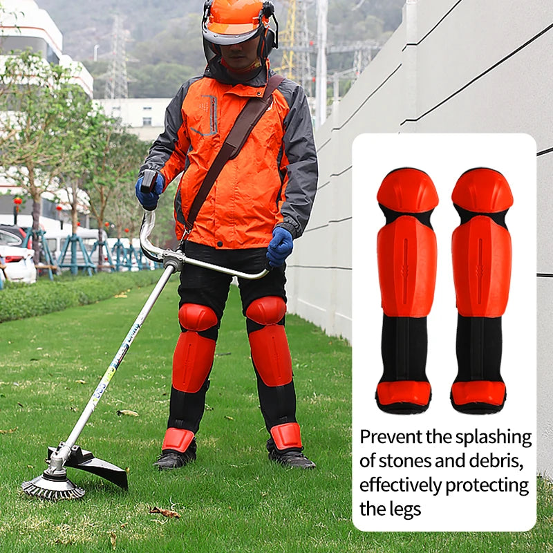 INDEL Garden Knee Pads & Brush Cutting Mask | Protective Gear for Lawn Mower & Brush Cutter