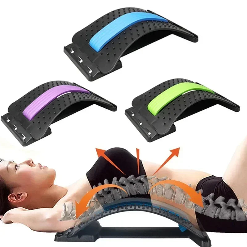 Multi-Level Adjustable Back Stretcher Massager for Lumbar & Cervical Spine Support and Pain Relief