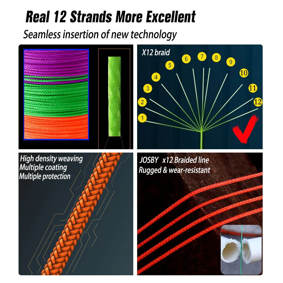 12 Strands Super Strong PE Fishing Line 1000/500/300/100M Multifilament Freshwater Saltwater Carp