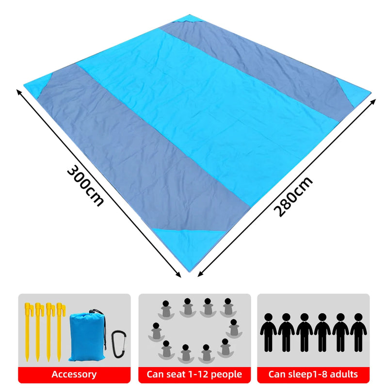 Waterproof Beach Mat Extra Large Outdoor Camping Mat: Lightweight, Sand-Free, and Portable