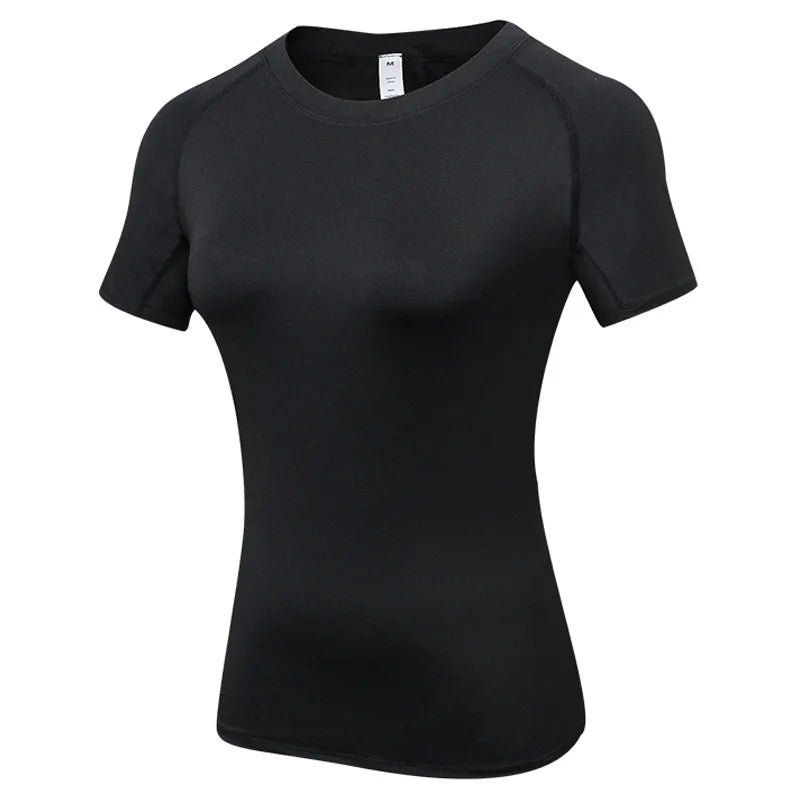 Fitness Women's Shirts Quick Drying T Shirt Elastic Yoga Sport Tights Gym Running Tops Short Sleeve