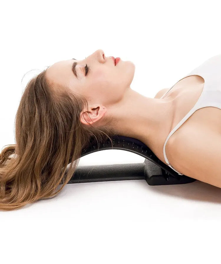 Adjustable Back Stretcher Massager: Lumbar & Cervical Spine Support for Fitness & Pain Relief