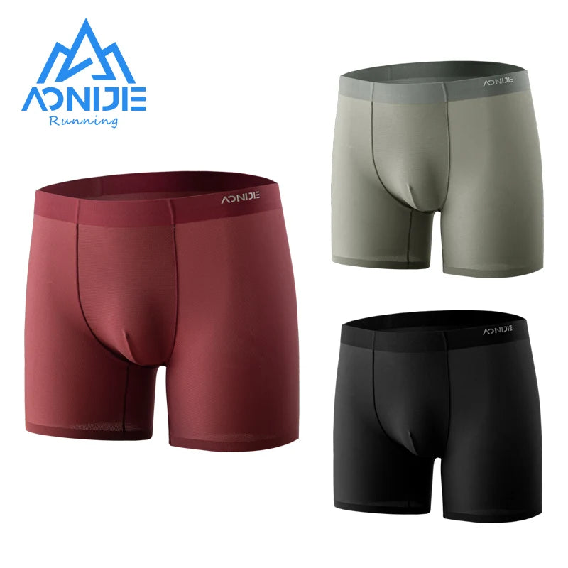 AONIJIE E7008 Men’s Sports Boxer Underwear: Breathable Anti-Friction Mid-Waist Underpants (3PCS/Box)