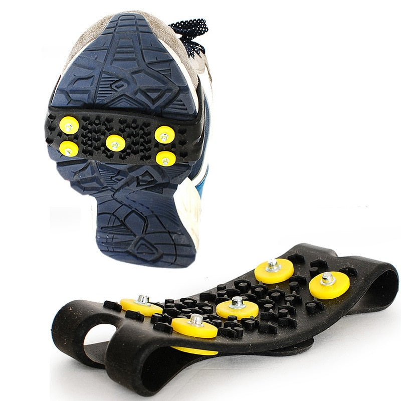 1 pair 5-Stud Snow Ice claw Climbing Anti Slip Spikes Grips Crampon Cleats Shoes Cover for women men