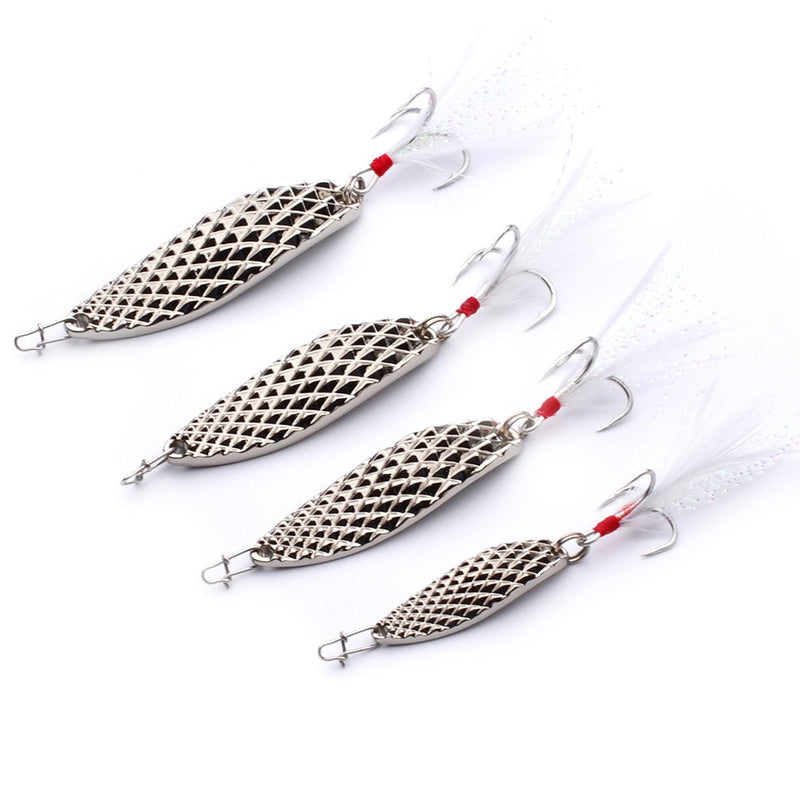 1Pcs Trout Metal Spoon Fishing Lures Gold Sliver Spinner Bait Feather Hook  Wobblers Jig Bait Isca Artificial VIB Sequins Tackle