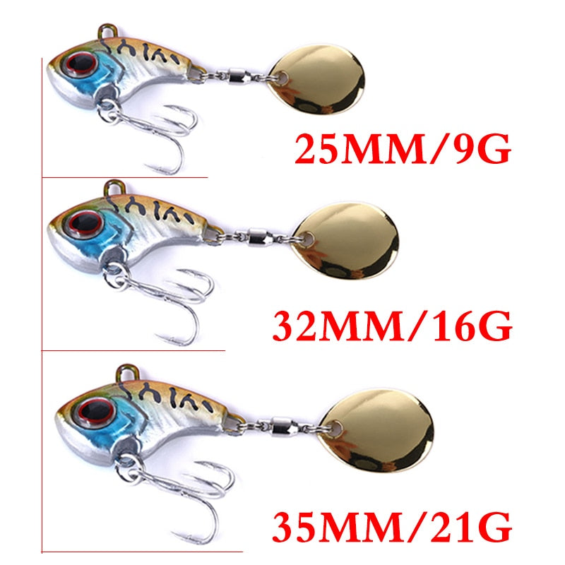 Rotating Metal VIB-Vibration-Bait Spinner Spoon Fishing Lures-9G