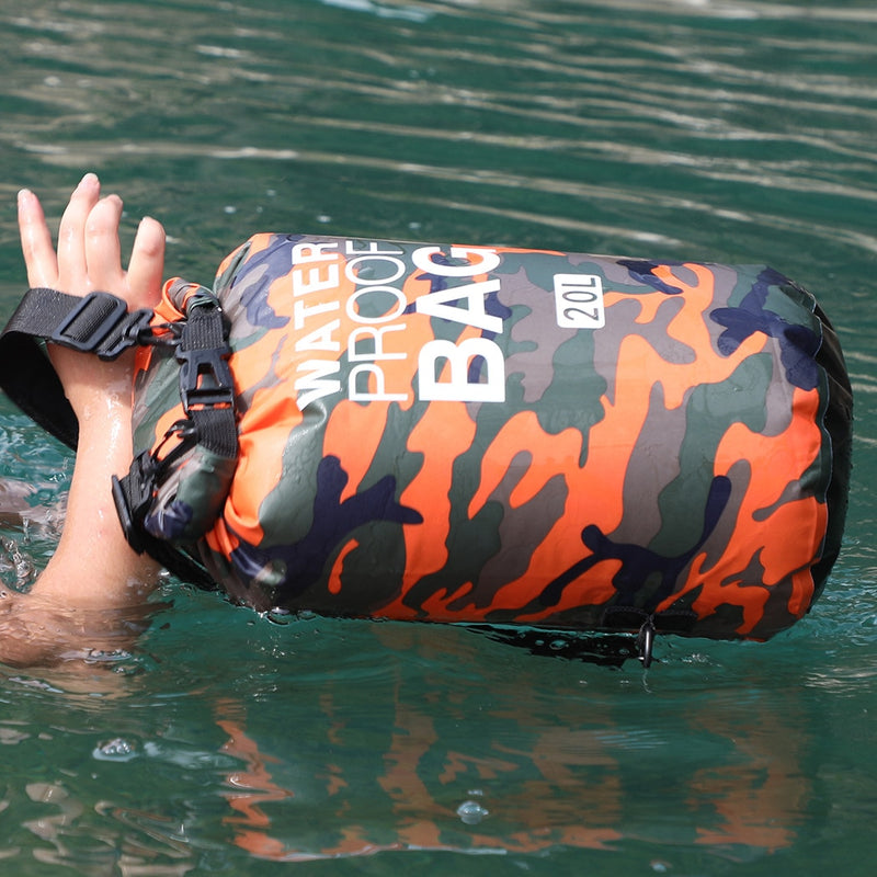 2/5/10/15L Outdoor Camouflage Waterproof Portable Rafting Diving Dry Bag Sack PVC Swimming Bags