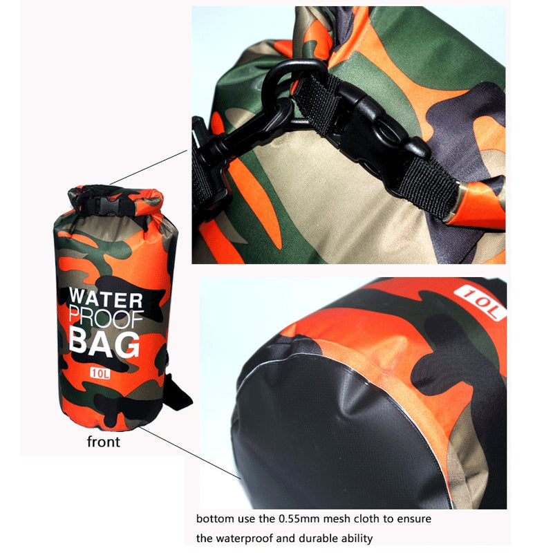 2/5/10/15L Outdoor Camouflage Waterproof Portable Rafting Diving Dry Bag Sack PVC Swimming Bags