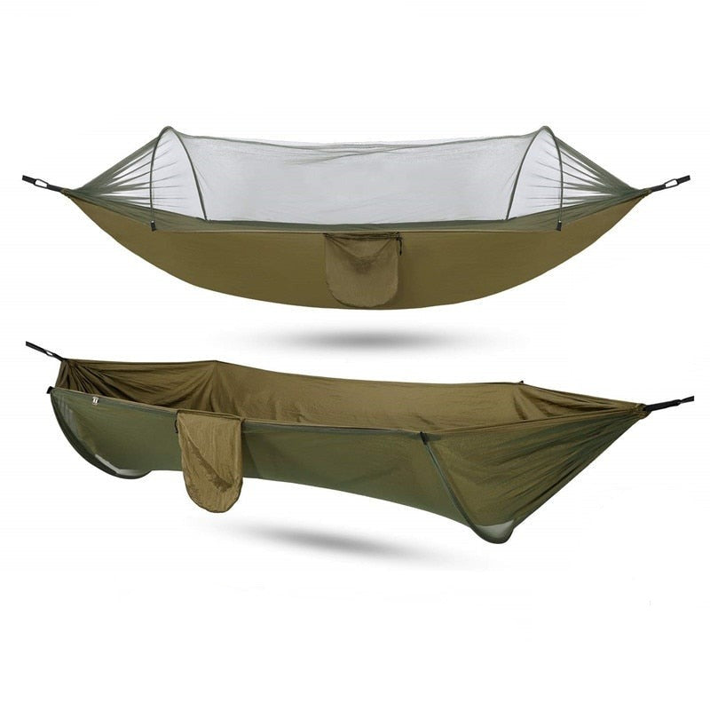 Camping Hammock with Mosquito Net Pop-Up Light Portable Outdoor Parachute Hammocks