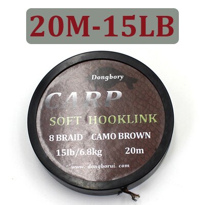 20M Carp Fishing Line 8 Strands Braided Carp Hooklink Camo Brown Soft Hook Link Line 15/25/35LB Carp