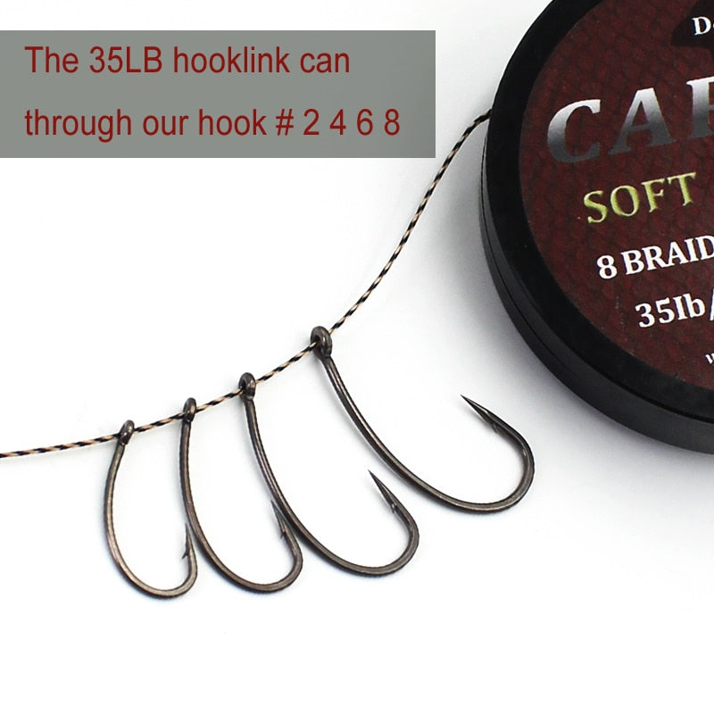 20M Carp Fishing Line 8 Strands Braided Carp Hooklink Camo Brown Soft Hook Link Line 15/25/35LB Carp