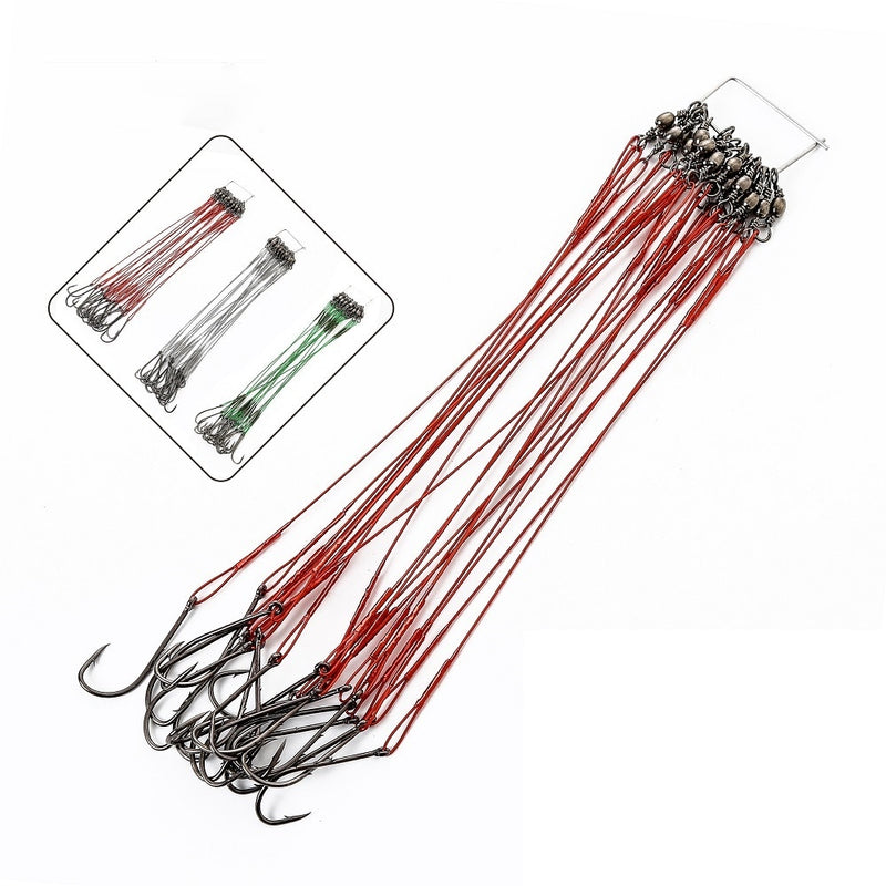 20pcs 12-25cm Anti Bite Steel Wire Leader Leashes For Fishing 20-80LB With Baitholder Hook Swivel