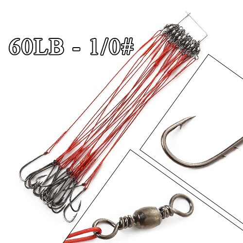 20pcs 12-25cm Anti Bite Steel Wire Leader Leashes For Fishing 20-80LB With Baitholder Hook Swivel