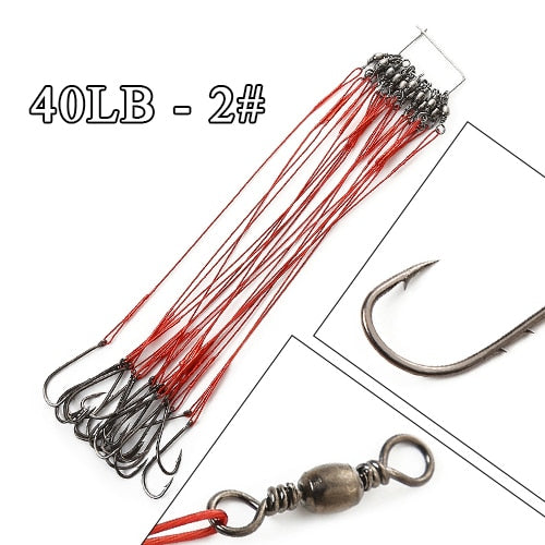 20pcs 12-25cm Anti Bite Steel Wire Leader Leashes For Fishing 20-80LB With Baitholder Hook Swivel