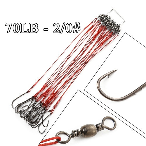 20pcs 12-25cm Anti Bite Steel Wire Leader Leashes For Fishing 20-80LB With Baitholder Hook Swivel