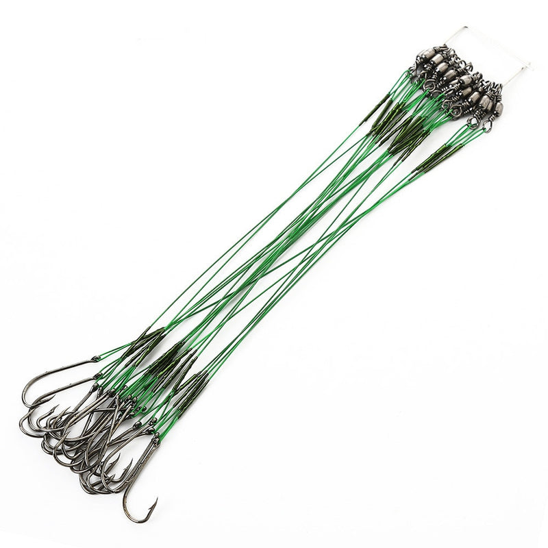 20pcs 12-25cm Anti Bite Steel Wire Leader Leashes For Fishing 20-80LB With Baitholder Hook Swivel