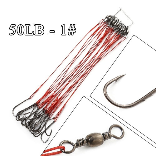 20pcs 12-25cm Anti Bite Steel Wire Leader Leashes For Fishing 20-80LB With Baitholder Hook Swivel